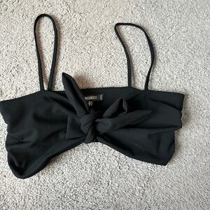 Missguided front black‎ tie crop top size 10
